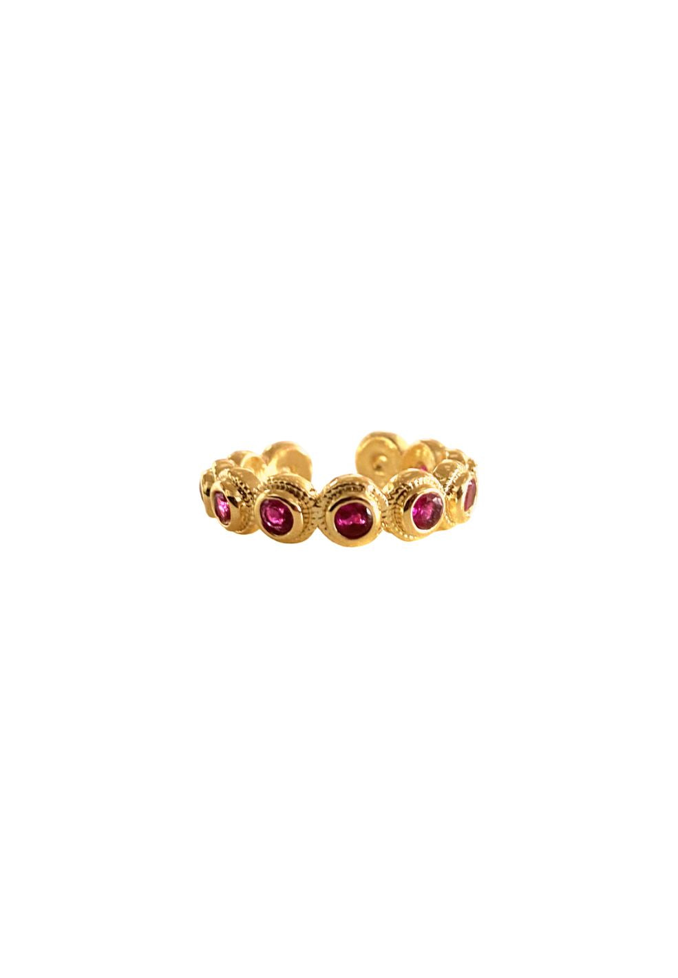 Nomeolvides Double Ring Gold Pink Stones