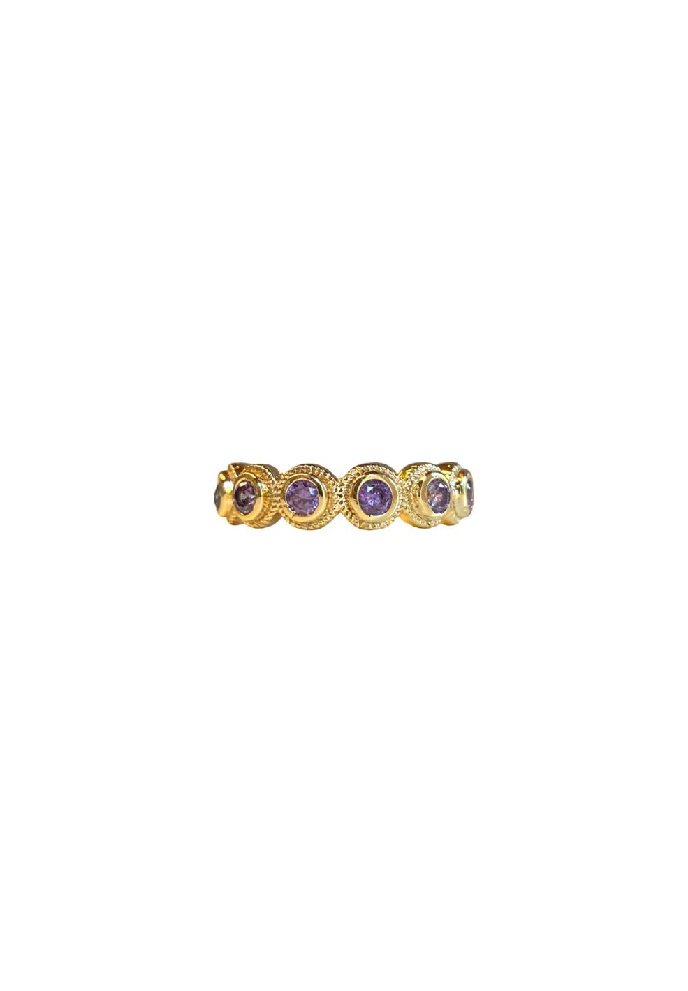 Nomeolvides Double Ring Gold With Purple Stones