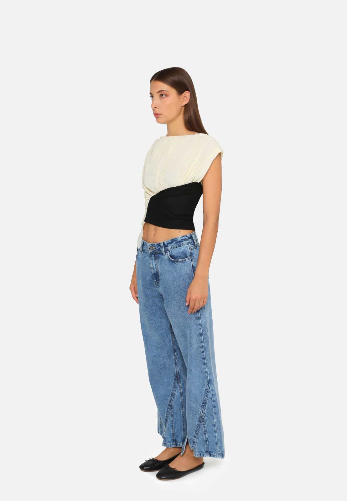 Gemini Top Beige Black-Tops- by Laagam- Verse Amsterdam