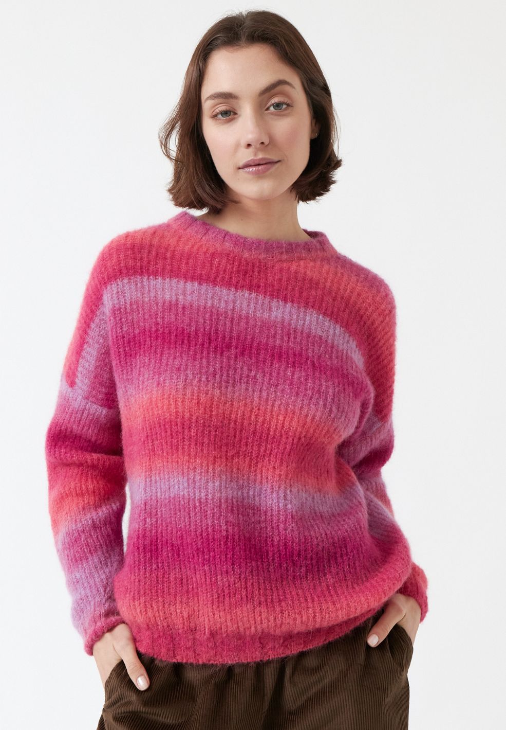 Jade Round Neck Knit Pink Gradient-Knitwear- by AMT- Verse Amsterdam