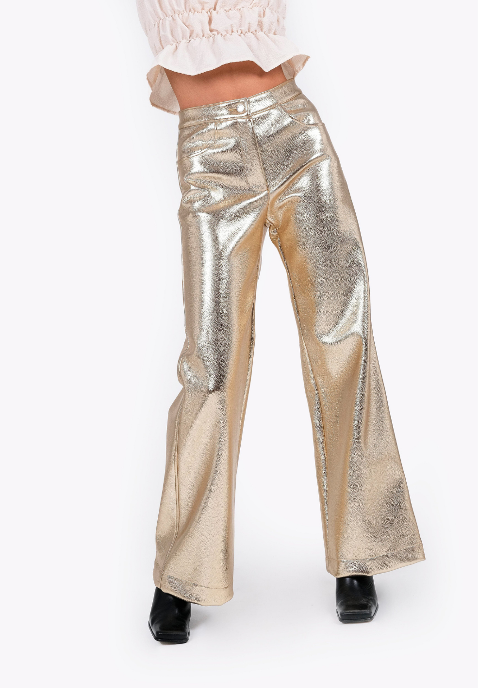 Studio 54 Vegan Leather Pants Gold - By Laagam - Shop online on