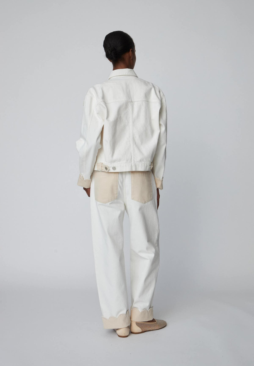 Two Toned White Cotton Pants-Jeans- by Stella Nova- Verse Amsterdam