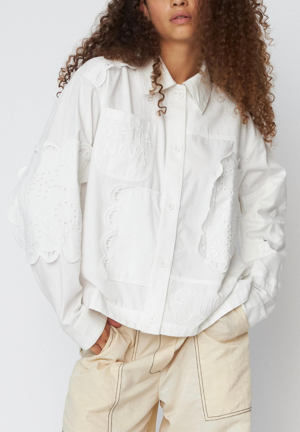 Elements White Embroidered Cotton Shirt-Tops- by Stella Nova- Verse Amsterdam