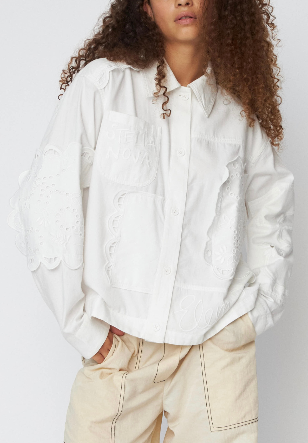 Elements White Embroidered Cotton Shirt