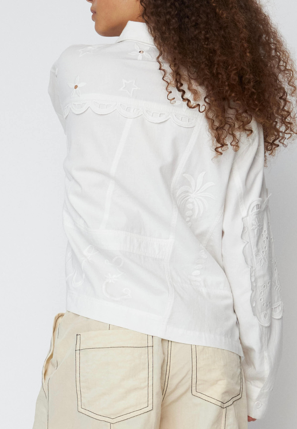 Elements White Embroidered Cotton Shirt-Tops- by Stella Nova- Verse Amsterdam