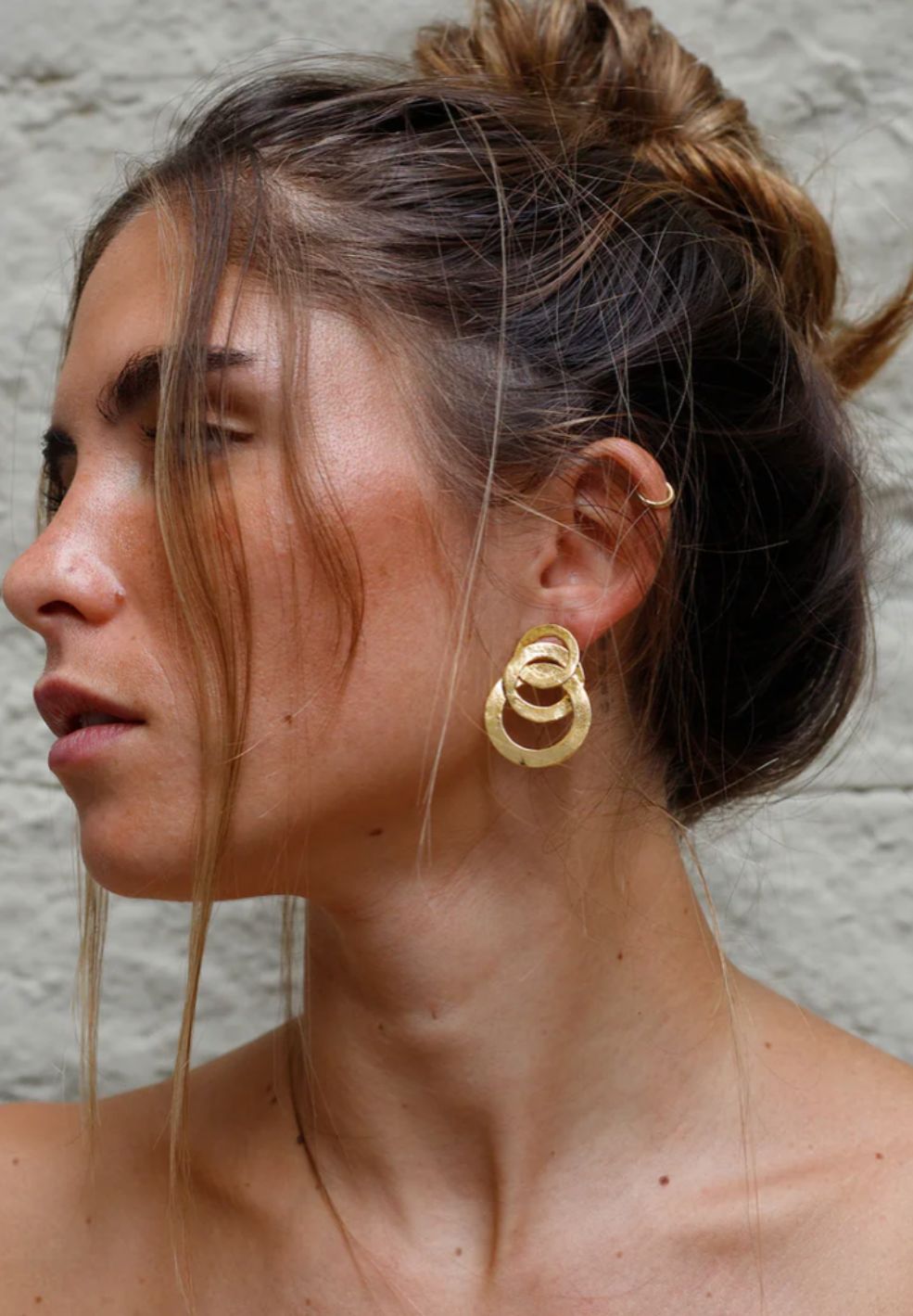 Show Me How Triple Ring Gold Earrings