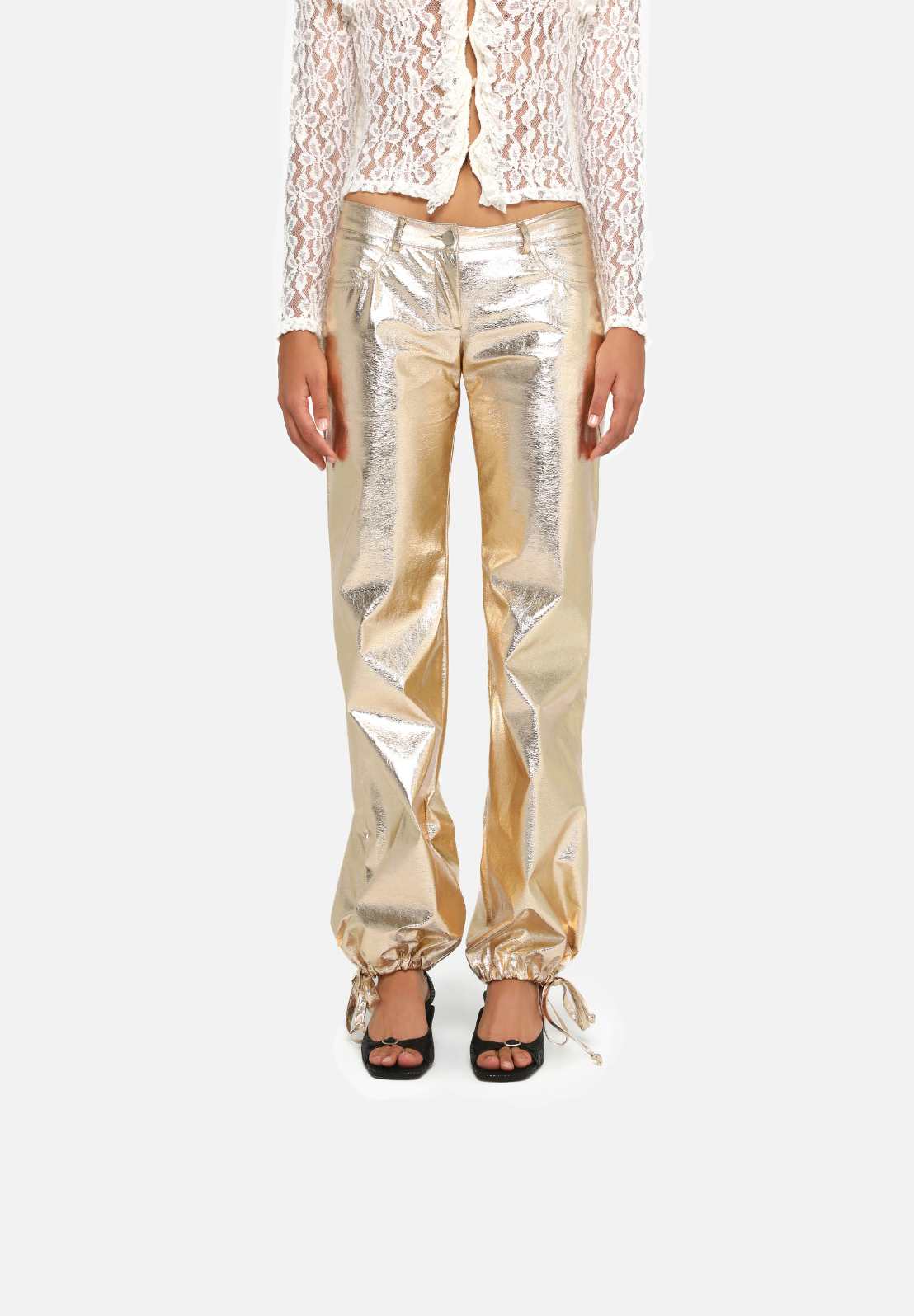 Rue Low Waisted Gold Pants-Pants- by Laagam- Verse Amsterdam