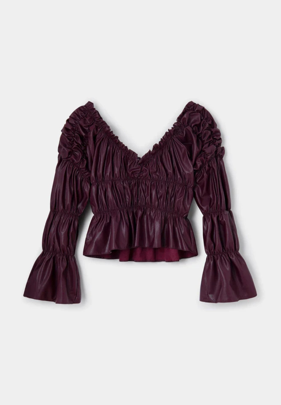 Sadie Faux Leather Burgundy Top