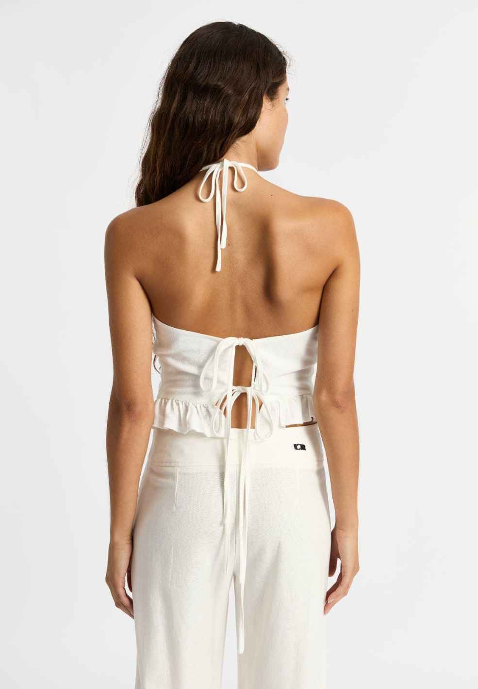 Kaine White Linen Top