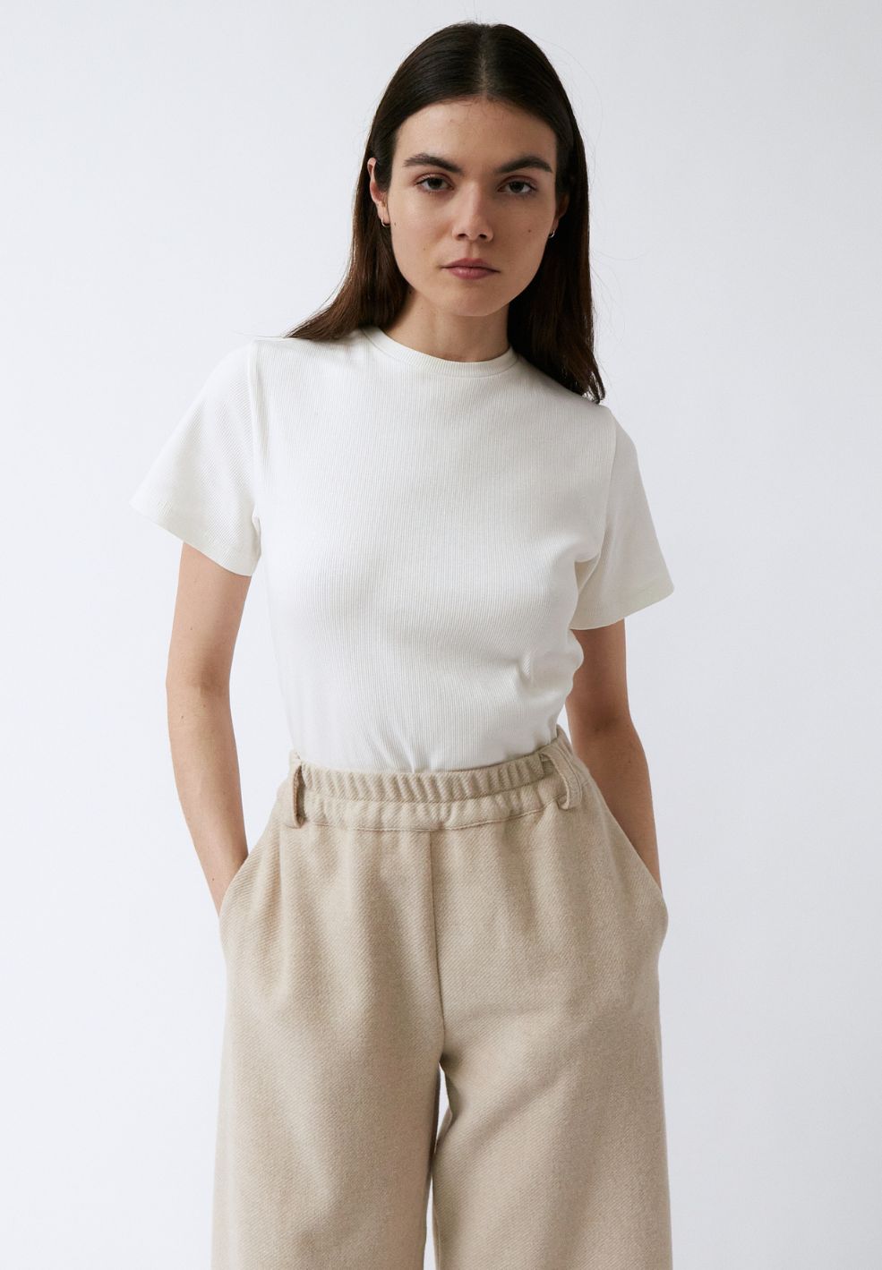 Lula Fine Rib Stretch Tee Cream