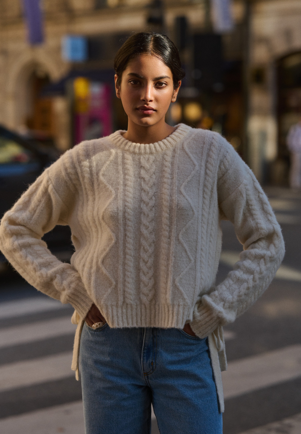 Harmony Chunk Knitted Sweater Ecru