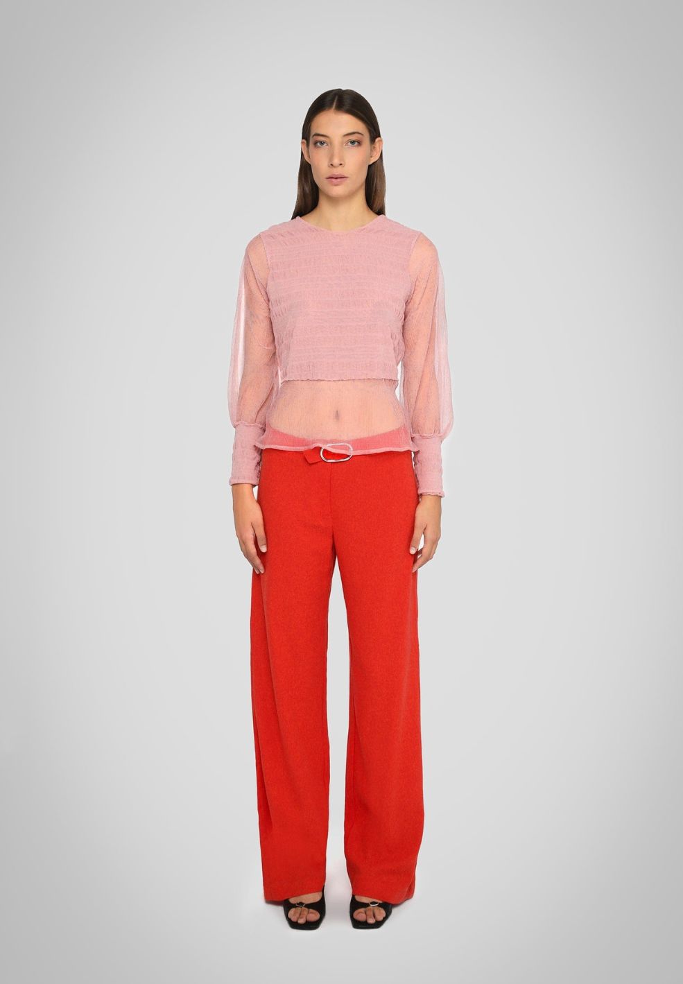 Beso Red Linen Pants