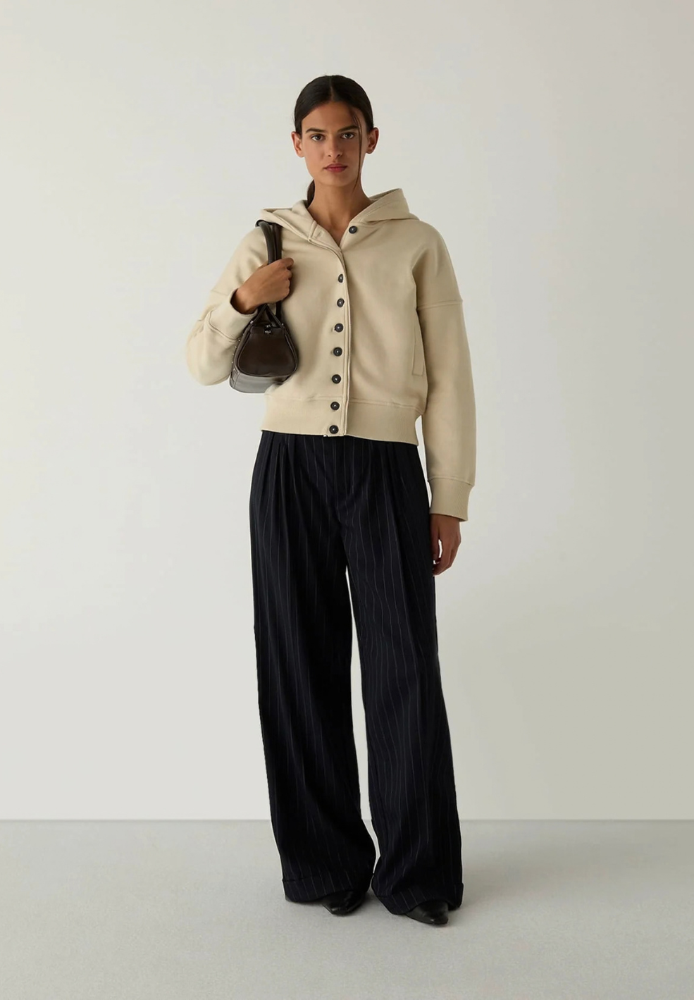 Chiara Ecru Zipper Sweatshirt
