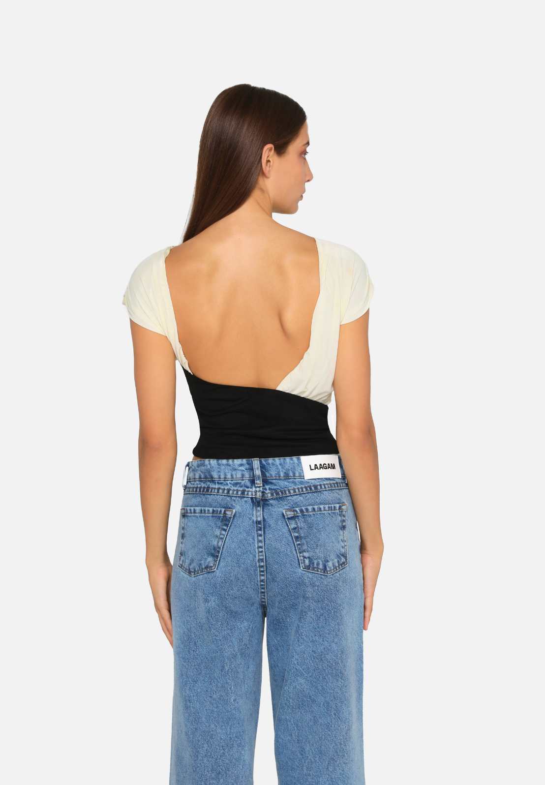 Gemini Top Beige Black-Tops- by Laagam- Verse Amsterdam