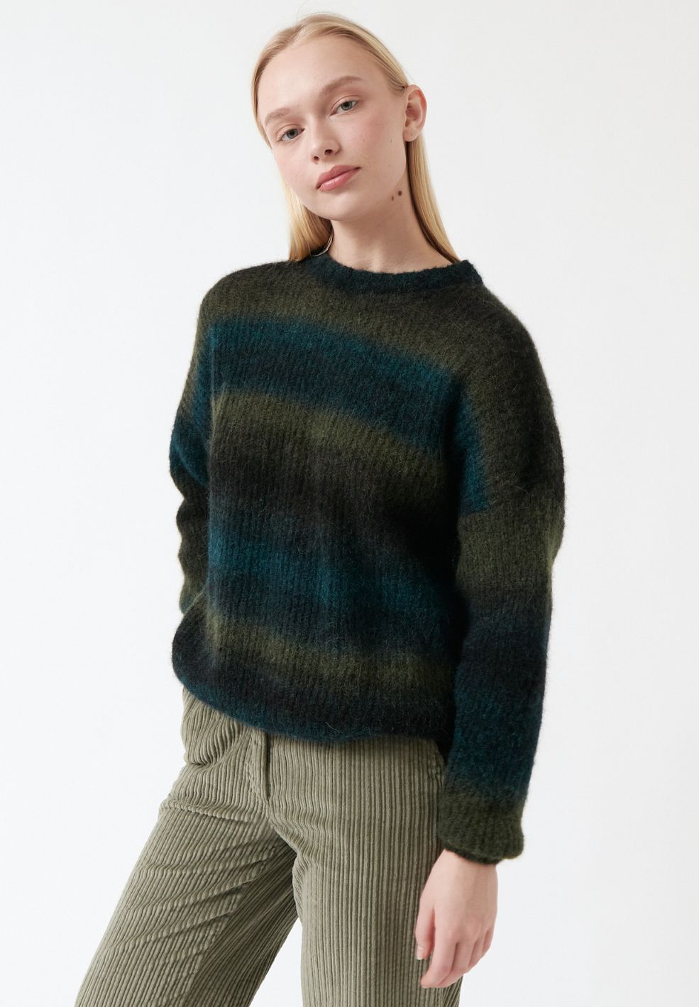 Jade Round Neck Knit Green Gradient