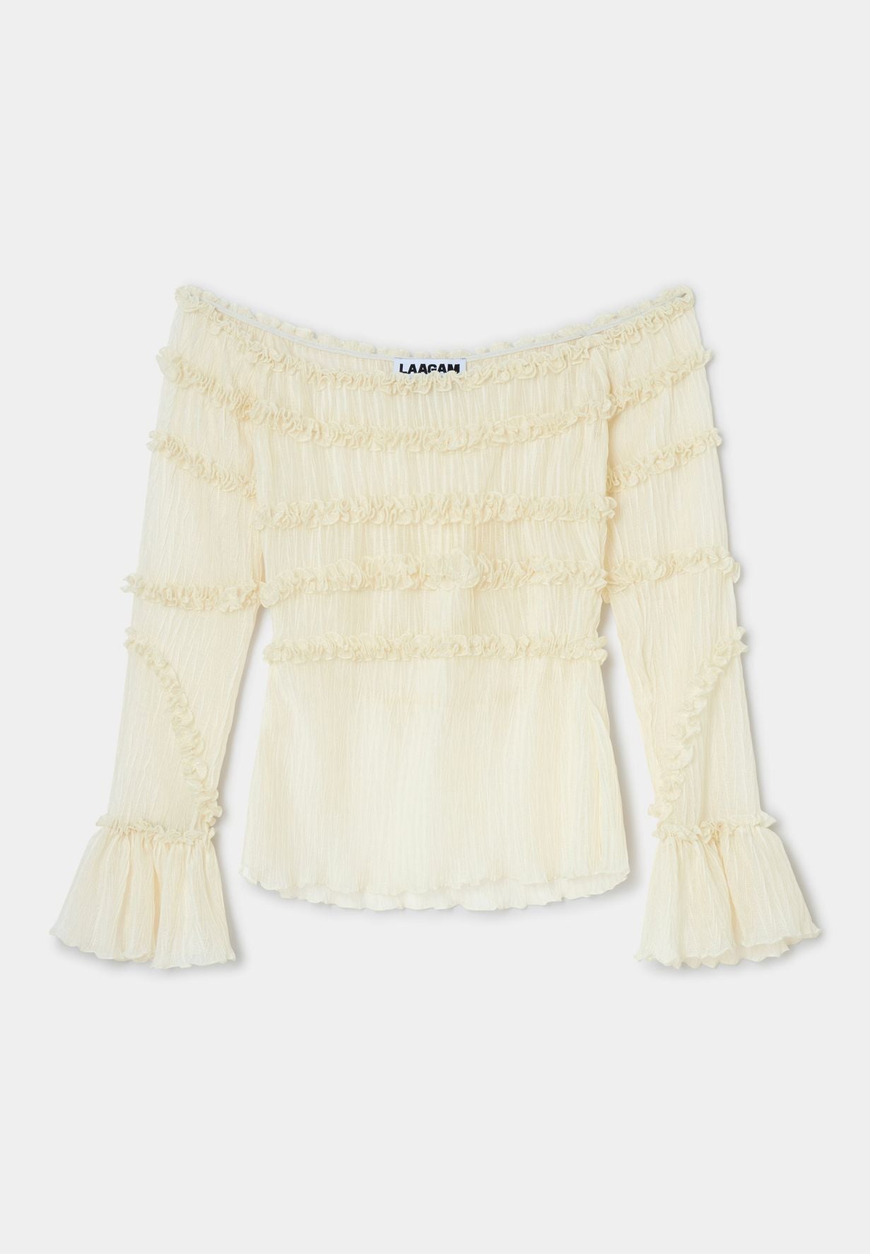 Petra Ruched Ecru Top-Tops- by Laagam- Verse Amsterdam