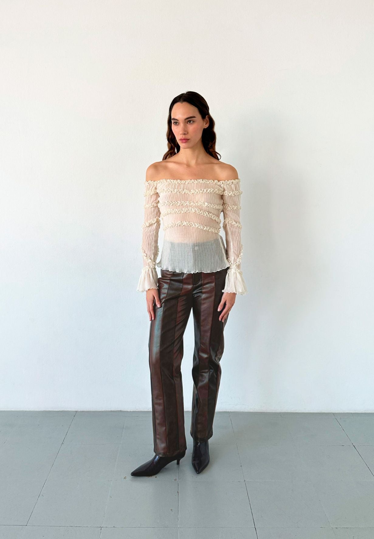 Petra Ruched Ecru Top