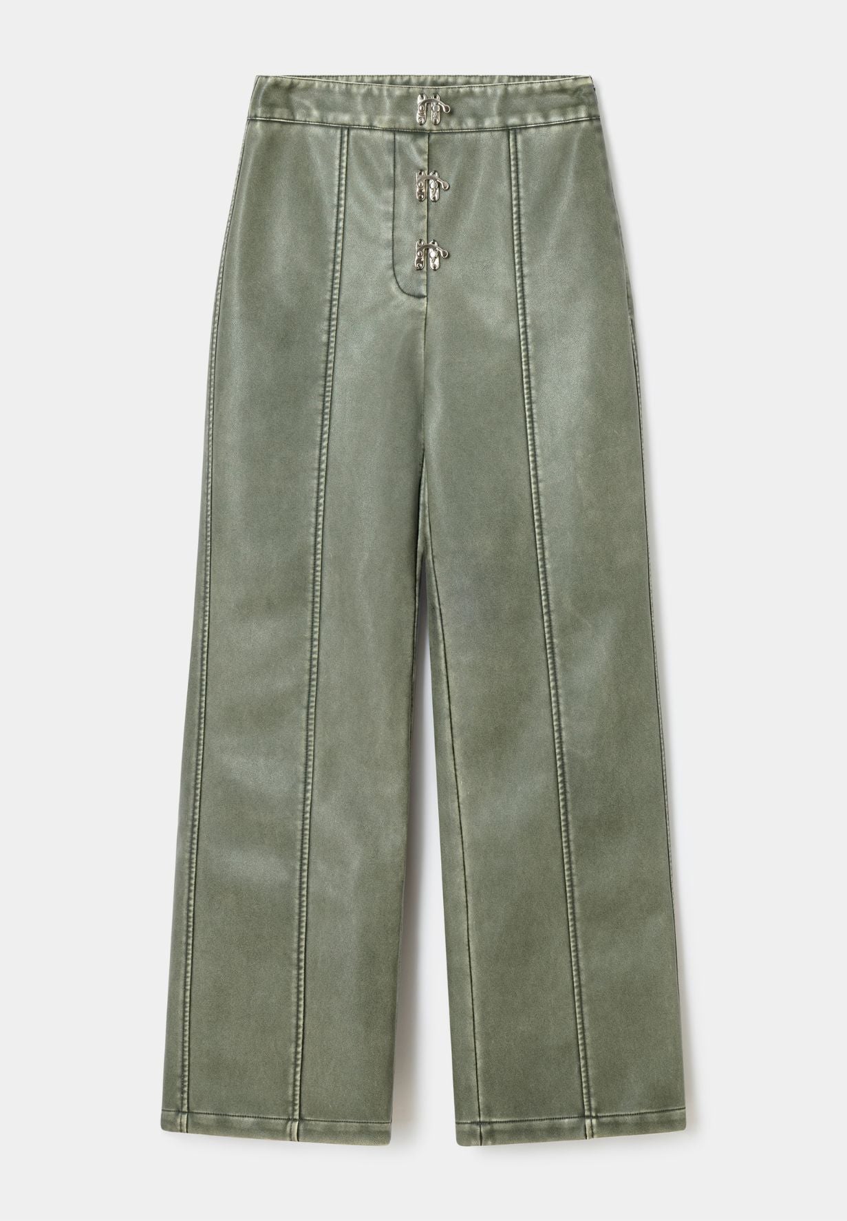 Ronnie Khaki Faux Leather Pants