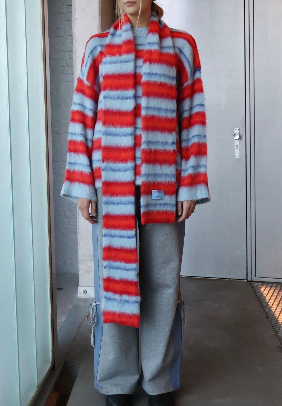 Fuzzy Scarf Roccy ( Red / Blue )-Hats & Scarves- by Figurati- Verse Amsterdam