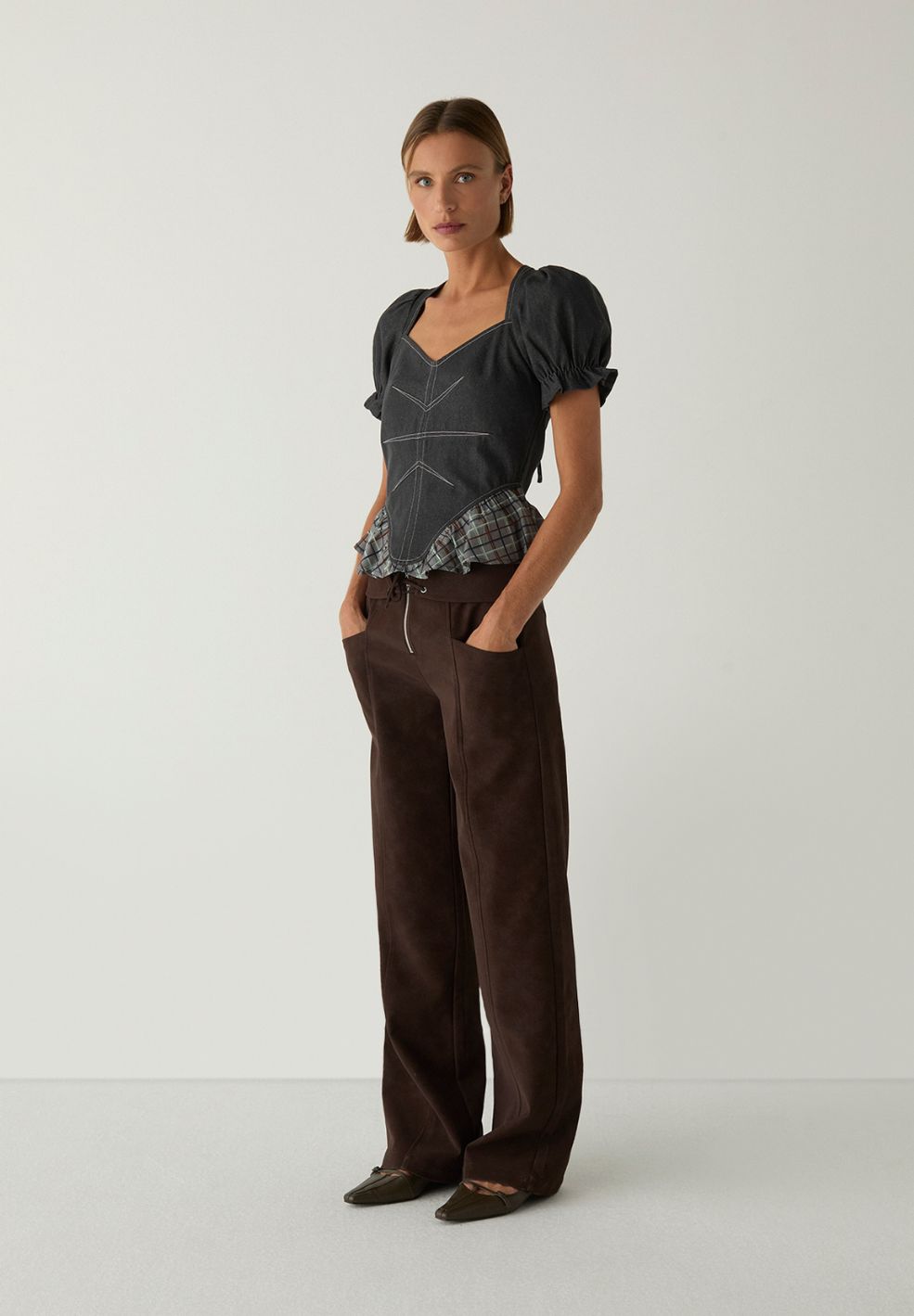 Regina Grey Puff Sleeve Blouse