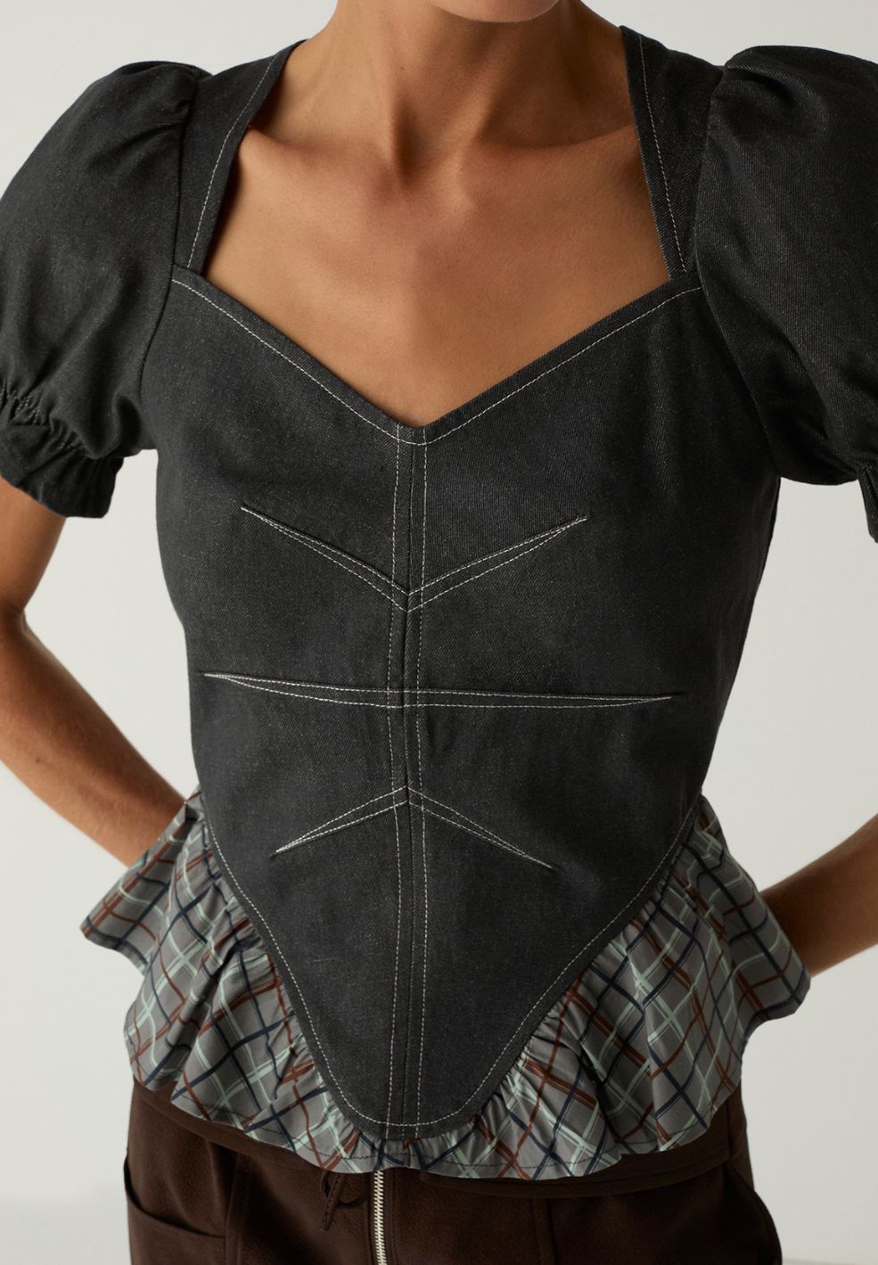 Regina Grey Puff Sleeve Blouse