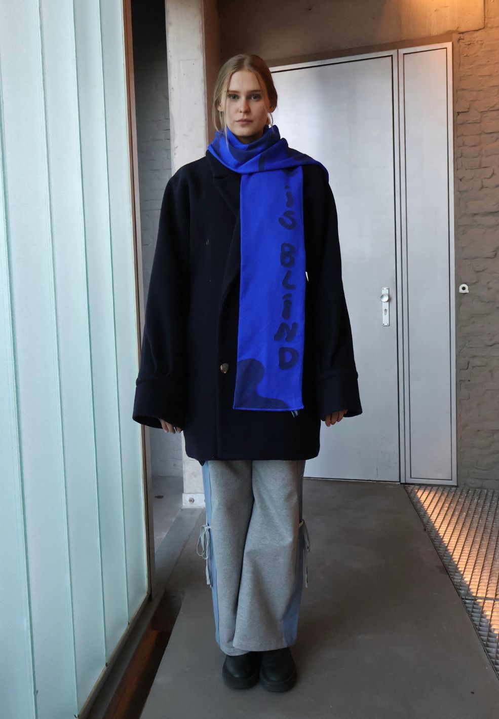 Occhiolino Scarf Large Blue / Brown-Hats & Scarves- by Figurati- Verse Amsterdam