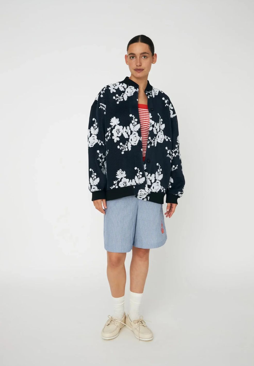 Sequins Mesh Oversize Jacket Flowers