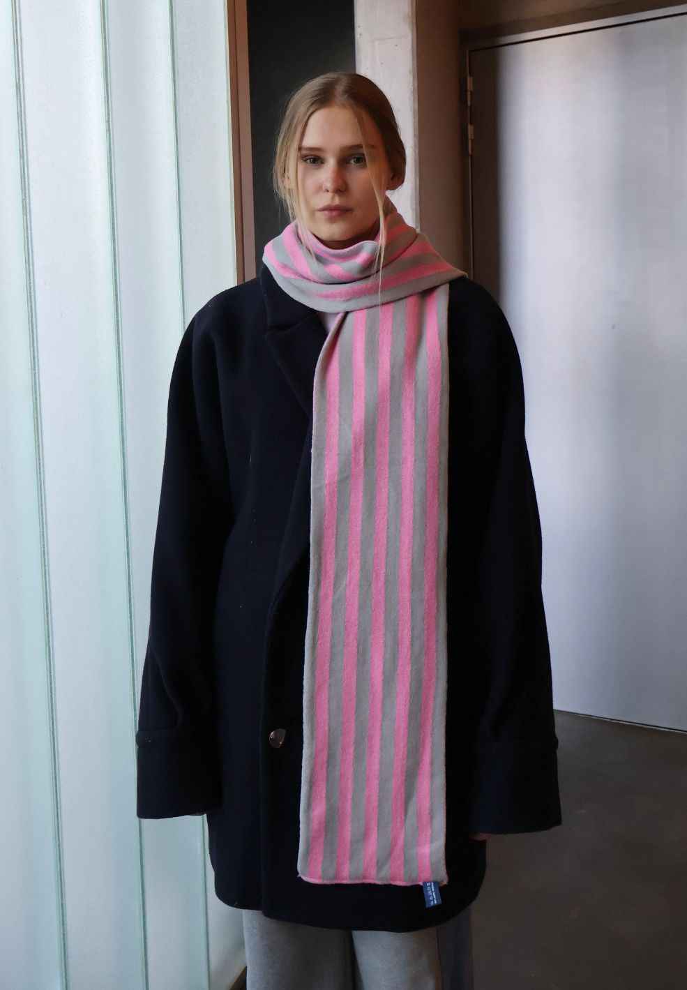 Occhiolino Scarf Small Pink/ Grey-Hats & Scarves- by Figurati- Verse Amsterdam