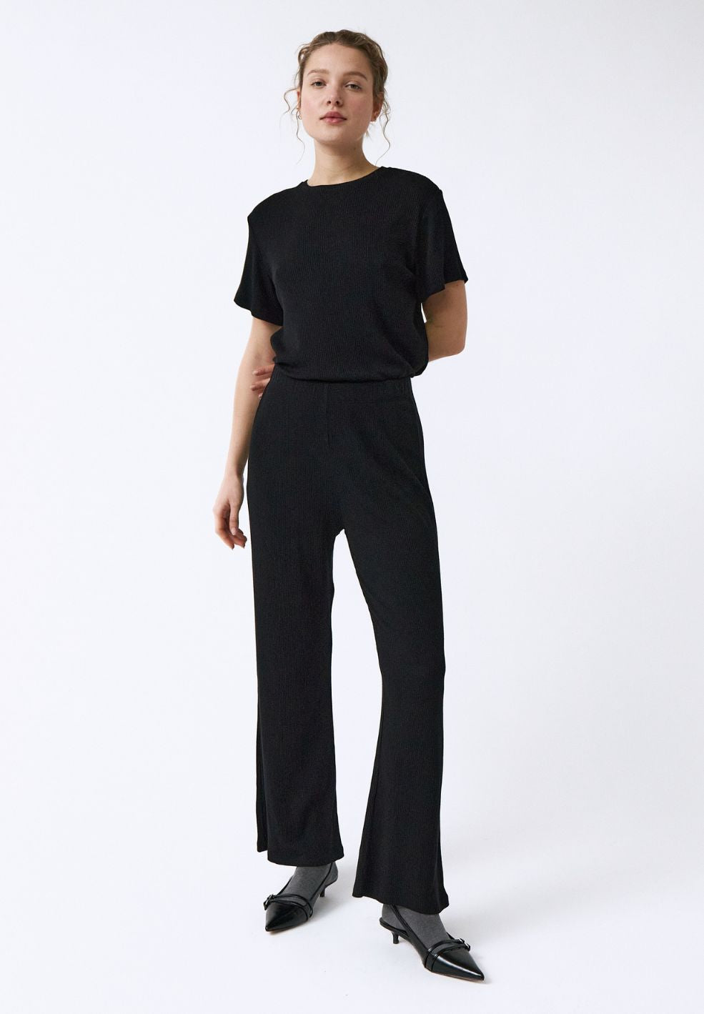 Lula Fine Rib Pant Black-Tops- by AMT- Verse Amsterdam