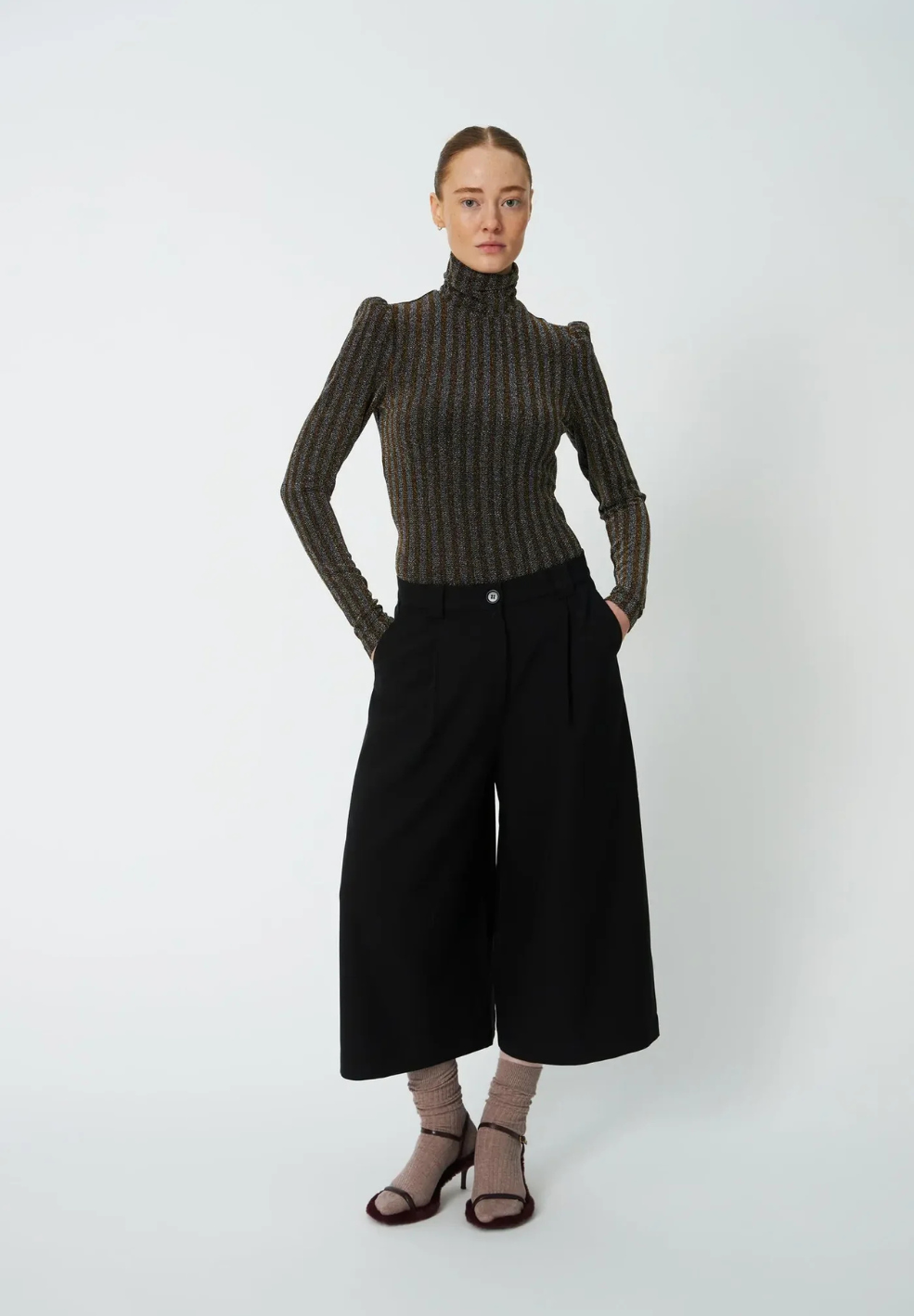 Striped Lurex Blouse Black & Gold