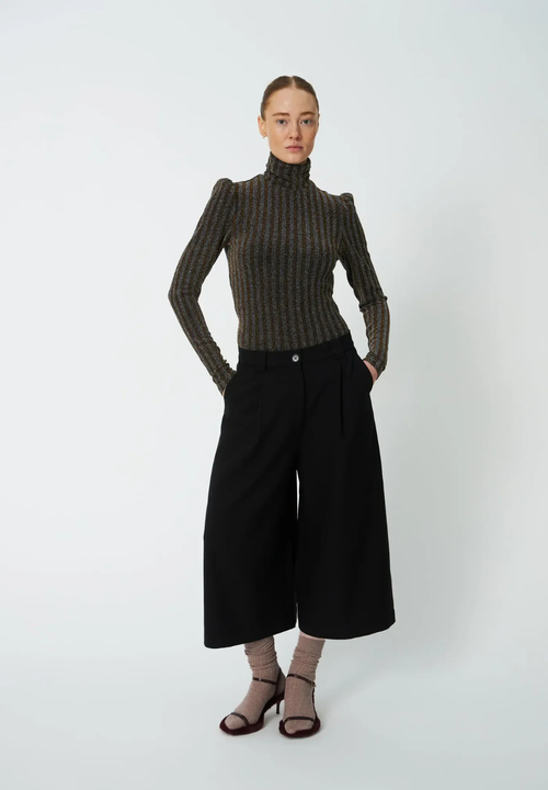 Striped Lurex Blouse Black & Gold