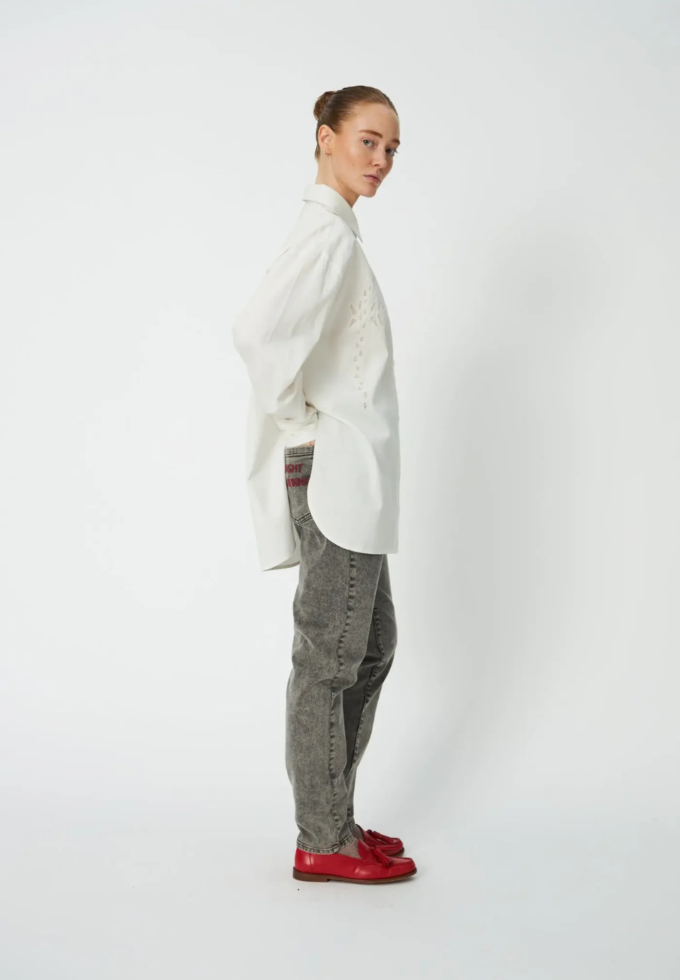 Loose Shirt With Embroidery White