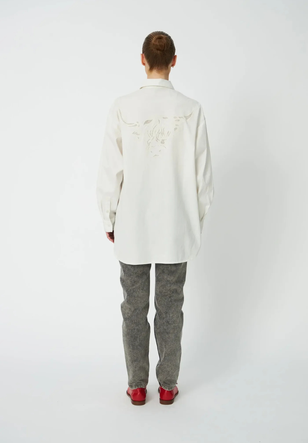 Loose Shirt With Embroidery White