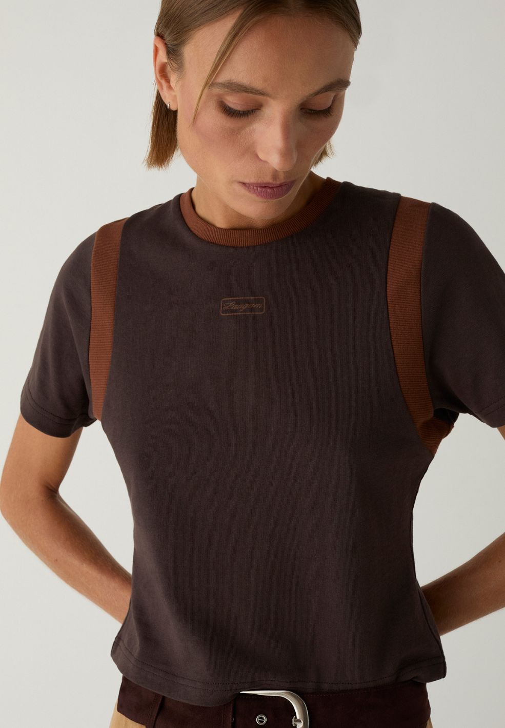 Lumea Brown Cotton T Shirt