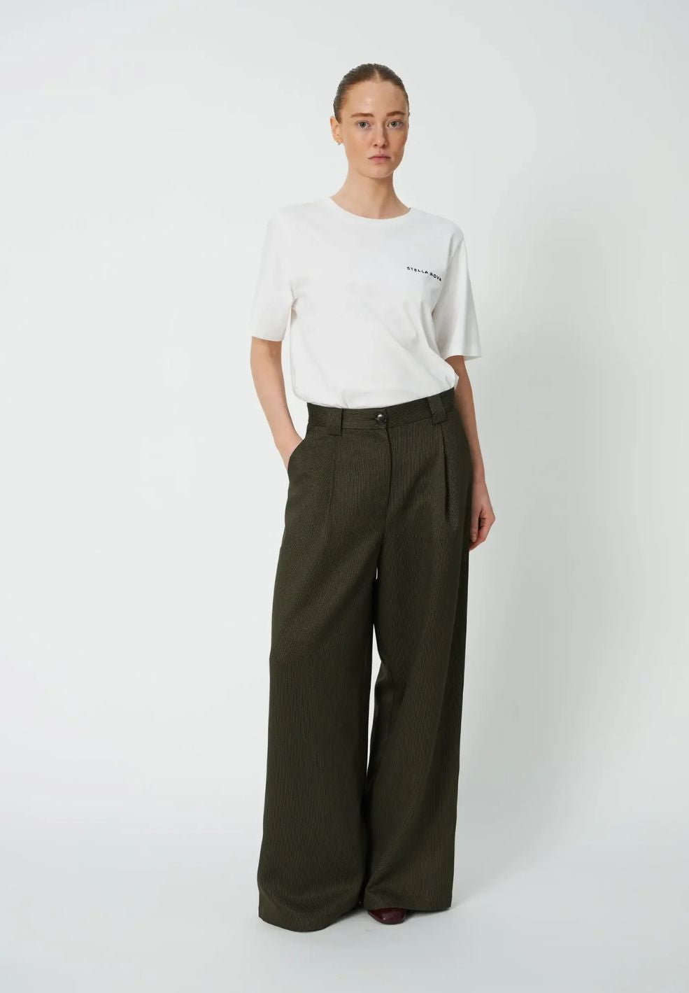 Mid Waist Suiting Pants Army Green