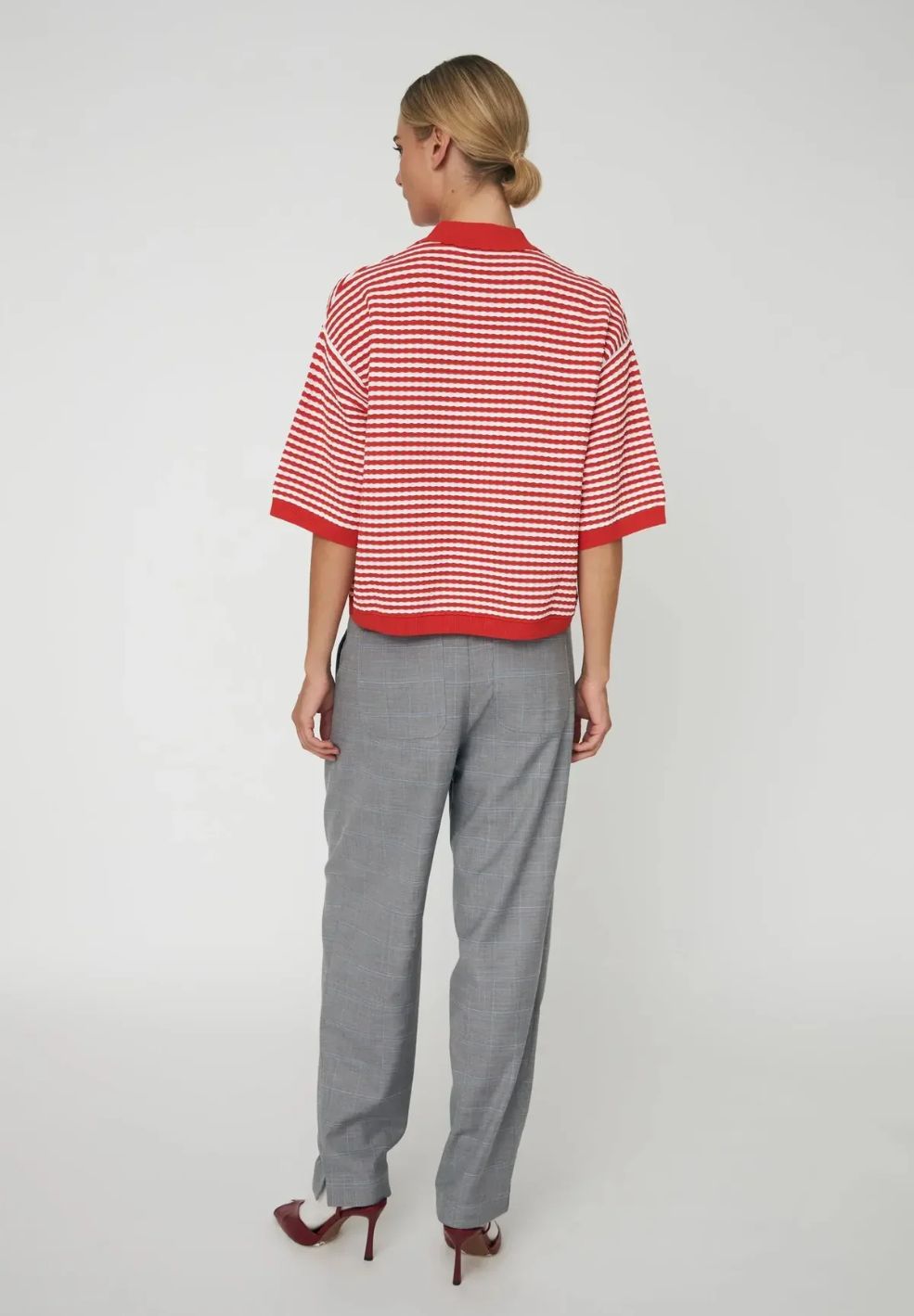 Polo Knit Red/Cream Stripes