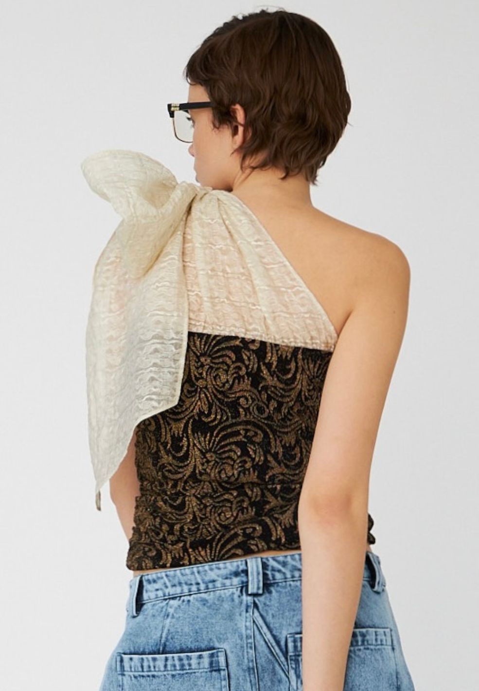 One Shoulder Jersey Top With Bow-Tops- by Stella Nova- Verse Amsterdam