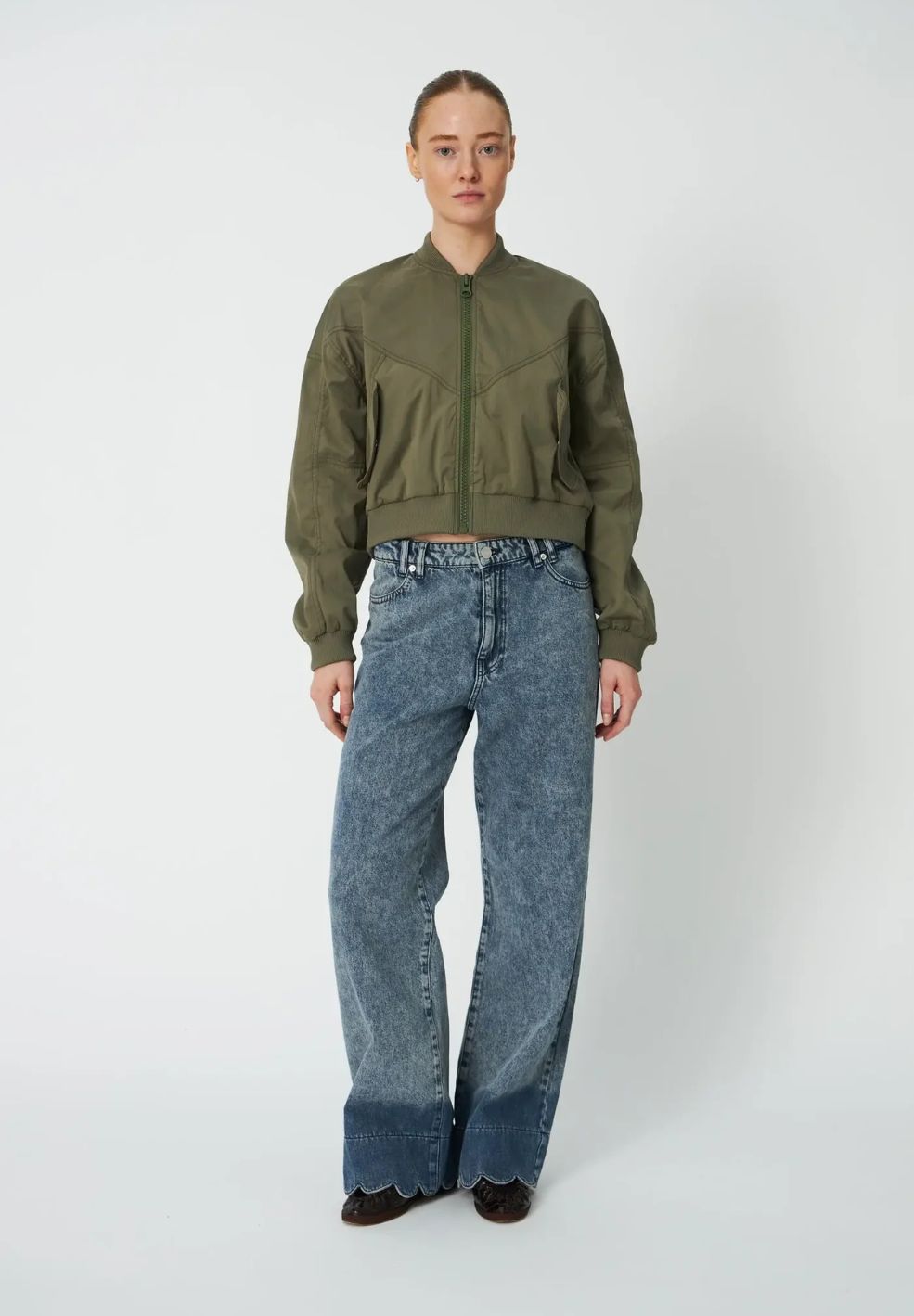 Scalloped Edge Pants Denim Blue