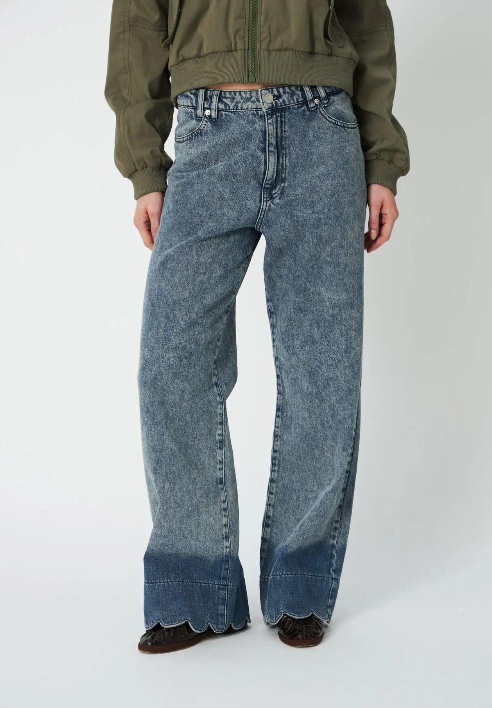 Scalloped Edge Pants Denim Blue
