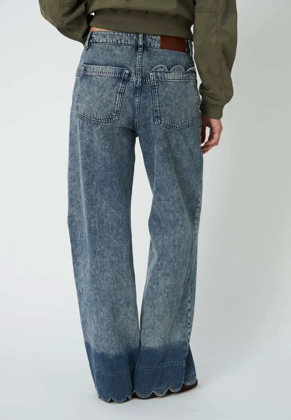 Scalloped Edge Pants Denim Blue