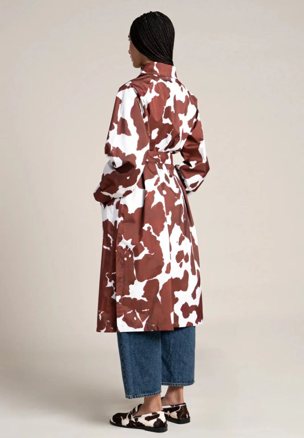 Madeleine Long Trench Cow Print