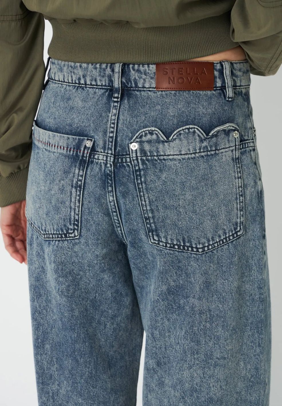 Scalloped Edge Pants Denim Blue