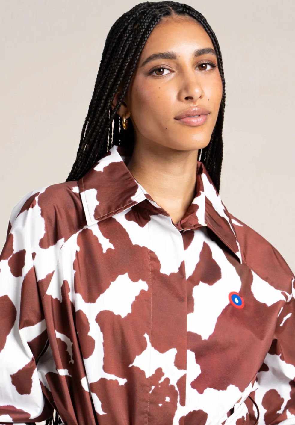 Madeleine Long Trench Cow Print