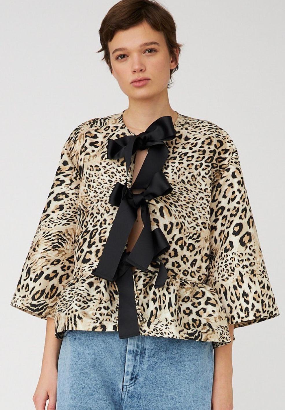 Crispy Peplum Blouse Leopard