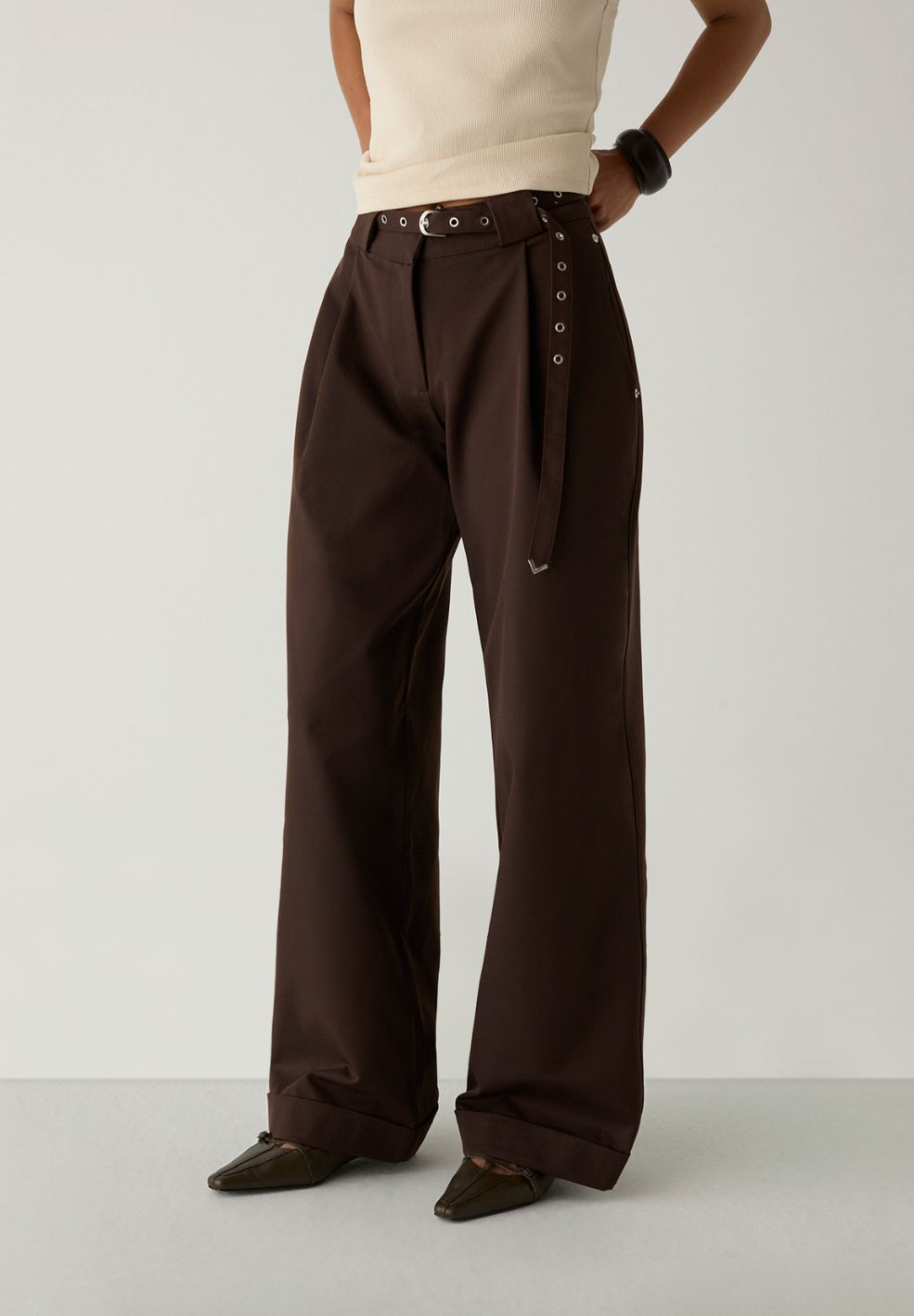 Valea Brown Pants With Belt