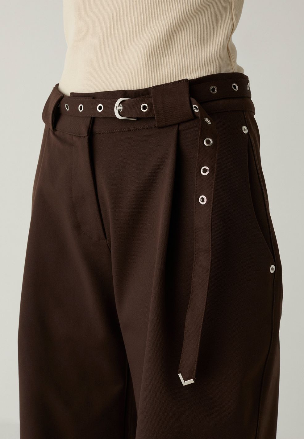 Valea Brown Pants With Belt
