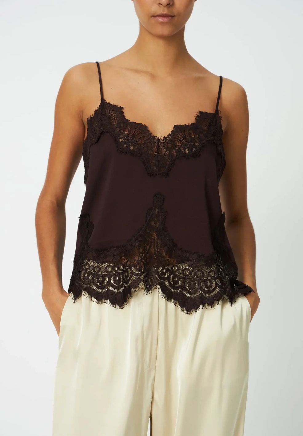 Underlayer Lace Top Brown