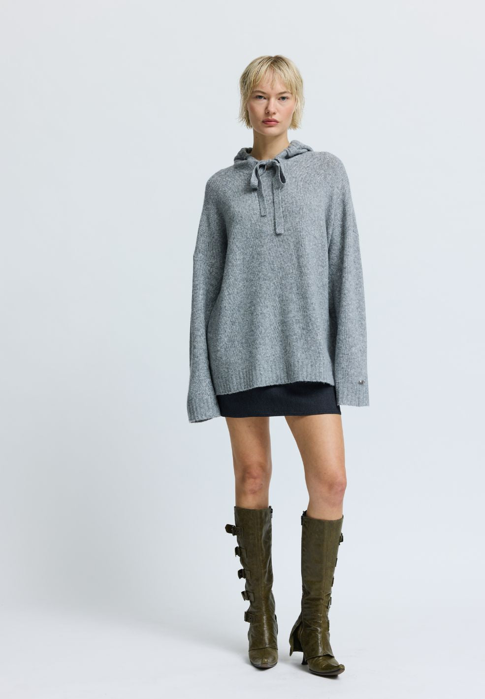 CharlieRS Knit Hoodie Grey Melange-Knitwear- by Résumé- Verse Amsterdam