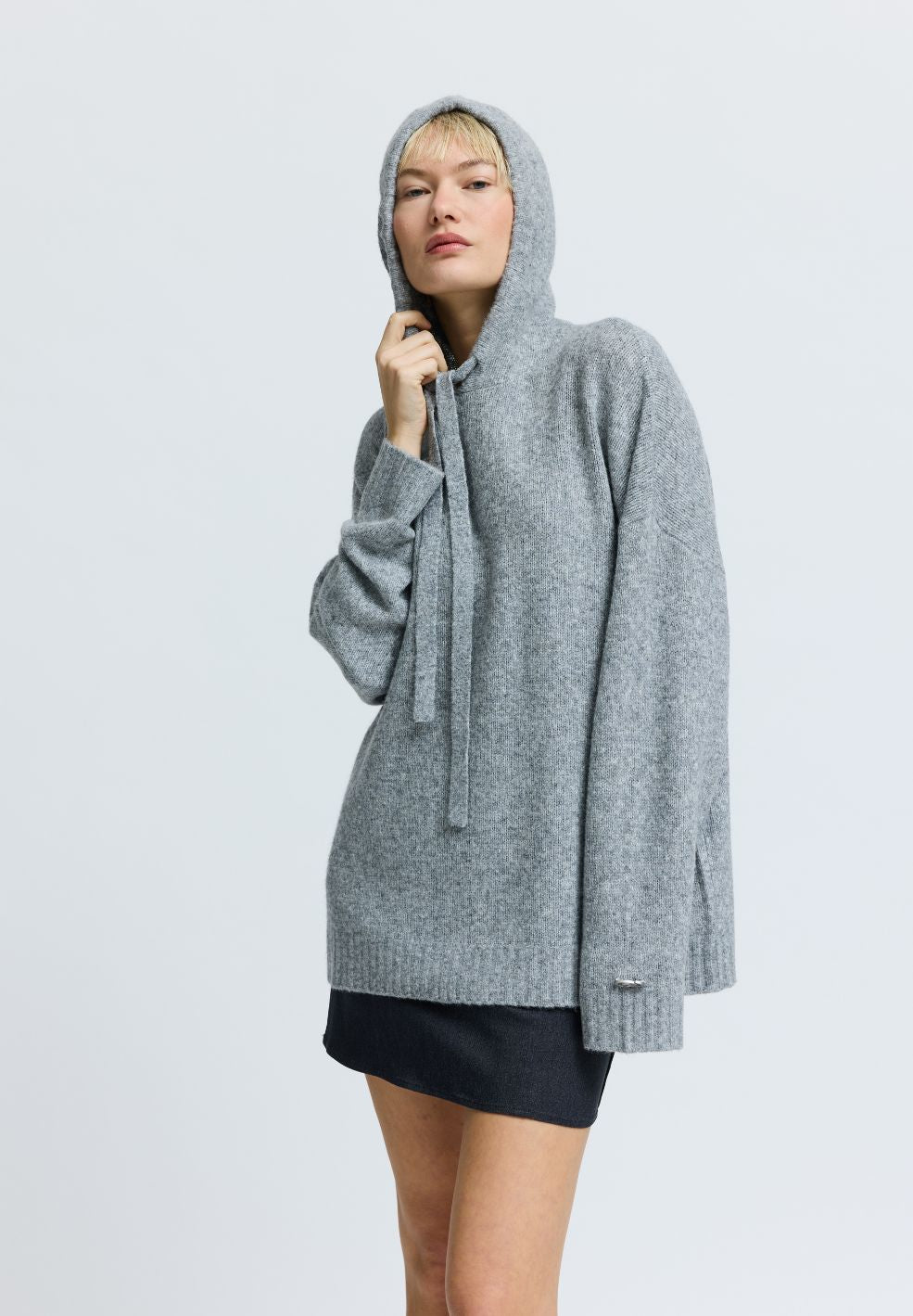 CharlieRS Knit Hoodie Grey Melange-Knitwear- by Résumé- Verse Amsterdam