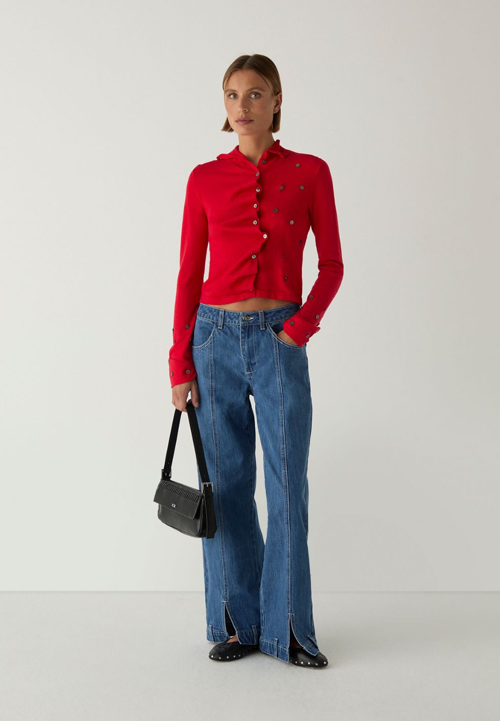 Fia Red Buttoned Cardigan
